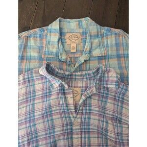 St Johns Bay Mens Lot Of Two Linen Cotton Short Sleeve Camp Shirt 2xlt